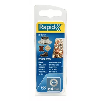 Rapid Eyelets 4 mm Assorted Colours, 250 Pieces, Brass, for Textiles and Leather 5000409