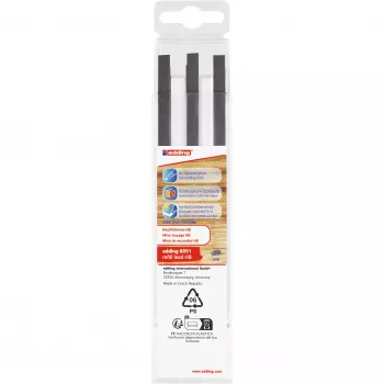 edding 8891 Carpenter Pencil Leads, HB, Grey, 2.0-5.0 mm, 6 Pieces 4-8891-6090