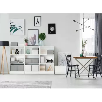 LEITZ Home Cube Storage Box Set of 3, White, 100% Recycled Corrugated Cardboard, Removable Lid 628288