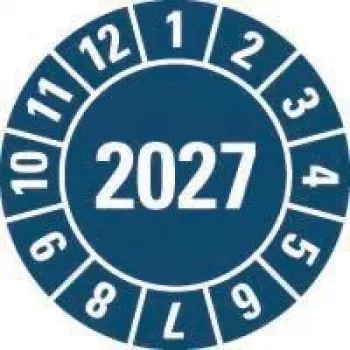 HEIN Industrieschilder Inspection Sticker 2027, Blue, Self-Adhesive Film, Round 20 mm, 500 per Roll 189463