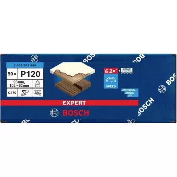 Bosch 2608901649 Sanding Sheets for Multi-Sander, Grit 120, 93 x 102 mm, 50 Pack