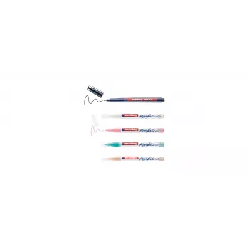 edding 5300 Acrylic Marker Set Manga, 5 Fine Bullet Nib Markers, 1-3 mm Line Width, Pigmented Ink, Assorted Colours (Black, White, Pastel Yellow, Pastel Pink, Pastel Blue) 4-5300-1800-5-1