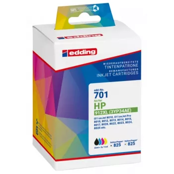 Edding 18-701 Compatible Ink Cartridge Multipack for HP 912XL, Black/Cyan/Magenta/Yellow