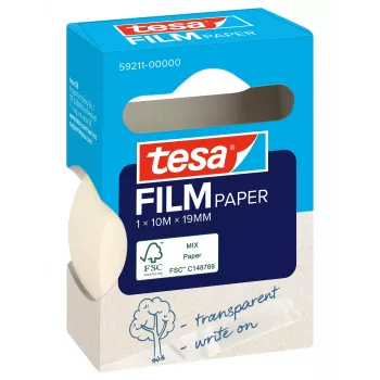 Tesa 59211 Paper Adhesive Tape 19 mm x 10 m, Natural White, Hand-Tearable, Write-On, Solvent-Free 59211-00000-00