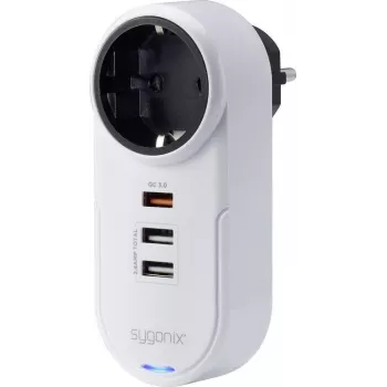 Sygonix SY-4512994 Schuko Plug-In Adapter with 2 USB Charging Ports, White