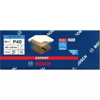 Bosch Accessories 2608901640 Sanding Sheets for Multi-Sander, Grit 40, 150 mm x 100 mm, 50 Pack