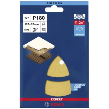 Bosch EXPERT C470 180 Grit Perforated Orbital Sanding Sheets 102 x 93 mm, 10-Pack 2608900889