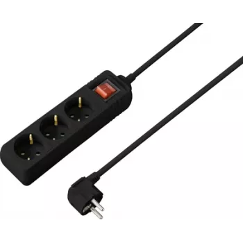 Sygonix SY-4890984 6-Way Schuko Power Strip with Illuminated Switch, 1.5 m Cable, Black