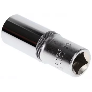 GEDORE red 1/2 Inch Drive 19 mm Hex Long Socket, 77 mm Length, Chrome Vanadium R61001914