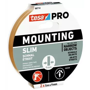 tesa Mounting PRO Narrow 66714-00000-00 Double-Sided Mounting Tape White 10 m x 9 mm 2 Rolls