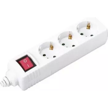 Sygonix BT-2372210 3-Way Power Strip with Illuminated Switch, White, 1.5 m Cable