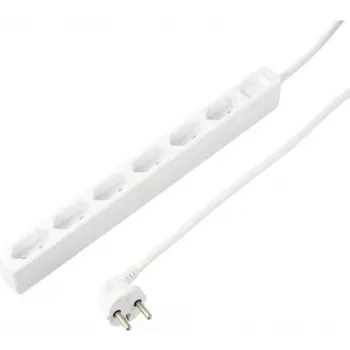 Sygonix SY-5775150 6-Way Power Strip with Euro Plug, White, 1.5m Cable