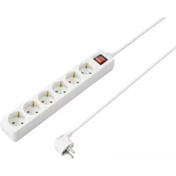 Sygonix SY-4891008 Power Strip with Switch, 3 Outlets, 1.5 m Cable, White
