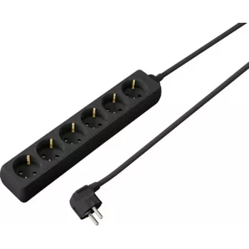 Sygonix SY-4890996 3-Way Schuko Power Strip with Illuminated Switch, 1.5 m Cable, Black