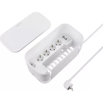 Sygonix SY-6118238 5-Way Schuko Socket Outlet with Power Strip, 1.5 m Cable, White