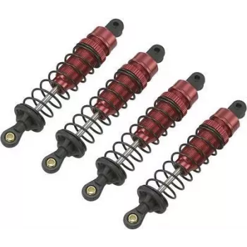Reely 1:10 Aluminium Oil-Filled Shock Absorber Red Metallic with Black Springs 90 mm (1 pc) RE-7409439