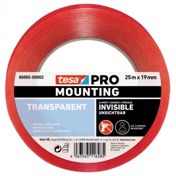 tesa Mounting PRO Transparent Mounting Tape 25 m x 19 mm 66965-00002-00