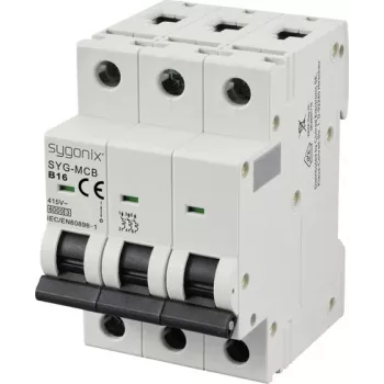 Sygonix SY-6440994 3-Pole Miniature Circuit Breaker B16 16A 6kA 415V AC