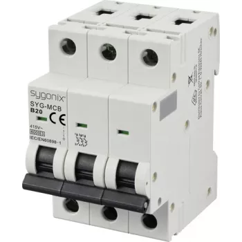 Sygonix SY-6440996 3-Pole MCB B20 20A 415V AC 6kA DIN Rail