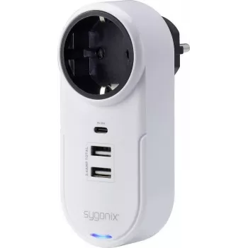 Sygonix SY-4512996 Intermediate Plug with USB, White