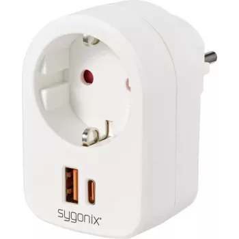 Sygonix SY-6713236 Power Socket Adapter with 2 USB Ports, Type F, 3680 W, White