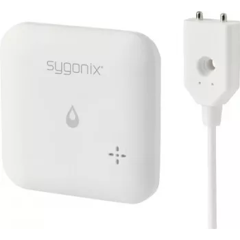 Sygonix SY-6735646 Wi-Fi Water Leak Detector with App Control, Internal and External Sensor, 85 dB Alarm, Battery Powered