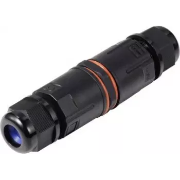 Sygonix SY-6748354 Weatherproof Cable Connector with Push-in Terminals, 3-Pole, IP68, Black