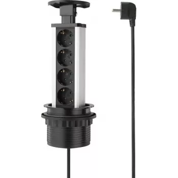 SYGONIX SY-4737792 Desktop Power Strip with 8 Schuko Outlets and 2 USB Ports, Black/Silver