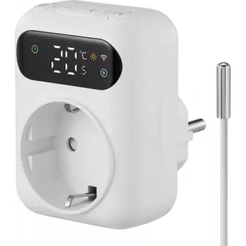 Sygonix SY-6824096 Plug-in Thermostat with Weekly Program, 16 A, 3680 W, LCD, Frost Protection, Child Lock, White
