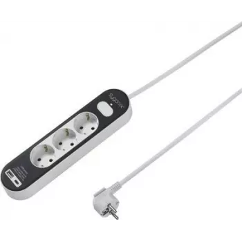 SYGONIX SY-4755366 6-Way Power Strip with Switch, White/Grey, 1.5 m