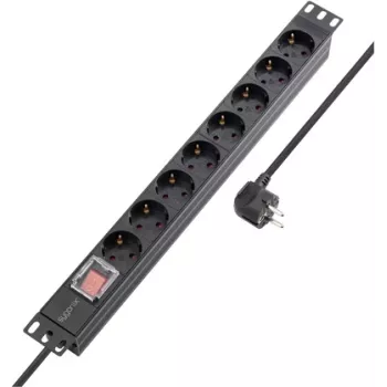 Sygonix SY-5799002 19 inch 8-Way Schuko Rackmount Power Strip, 1U, Black