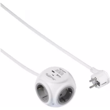 Sygonix SY-5827192 3-Way Power Cube with 1.4 m Cable, White/Grey, 16 A, 3680 W