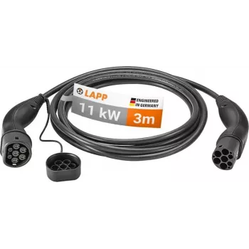 LAPP Type 2 EV Charging Cable Mode 3 11 kW 3-Phase 16 A 3 m Black 75747
