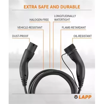LAPP Type 2 EV Charging Cable Mode 3 11 kW 3-Phase 16 A 3 m Black 75747