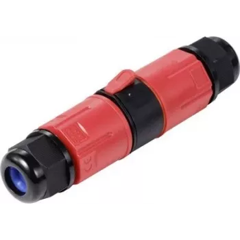 Sygonix SY-6748350 Weatherproof 3-Pole Cable Connector with Plug Terminals, IP68, 450 V, 24 A, Black
