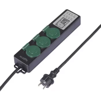 Sygonix SY-6786454 Garden Socket with Mechanical Timer, 3-Way, IP44 Splash-Proof, 3680 W, Black/Green