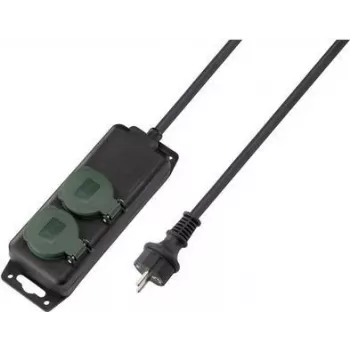 SYGONIX SY-5145338 Power Strip with 6 Schuko Sockets, 1.5 m Cable, Black/Green