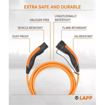 LAPP Type 2 EV Charging Cable 11 kW 3m Orange 75743