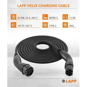 Lapp Mobility Type 2 Helix Charging Cable 22 kW 7 m Black