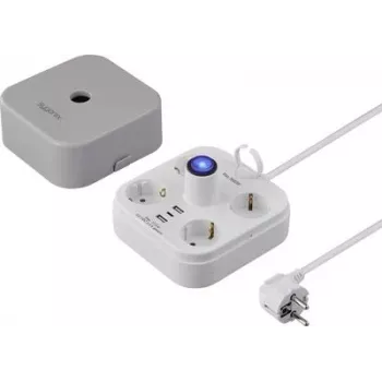 Sygonix SY-6788330 4-Way Schuko Cube Socket Grey/White