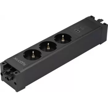 Sygonix SY-6872236 3-Way Flush-Mount Socket Module without Switch, Black
