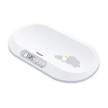 Beurer BY90 Smart Baby Scale with Bluetooth, 20 kg Capacity, 5 g Precision, Curved Weighing Surface, LCD Display, White