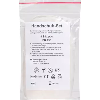 Söhngen Handschuh-Set 1010073 1250 VE4 - Examination Gloves, Latex, Powder-Free, Size L, 4 Gloves (2 Pairs)