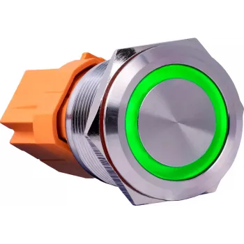 Joy-IT BUTTON22C-M-GR Momentary Push Button, 250 V AC, 15 A, IP67, IK10, 22 mm, Green