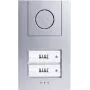 M-E MODERN-ELECTRONICS 41186 Wired Audio Intercom Complete Set for 2 Residential Units – Silver Outdoor Station, White Indoor Stations, 2-Wire Bus, Door Opener Function