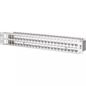 METZ CONNECT 130924-00-E-90 Stainless Steel 24-Port Keystone Patch Panel, 1.5U, 19 inch Rack Mount, Unloaded