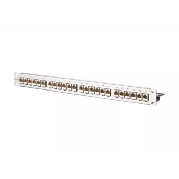 METZ CONNECT 130921-E-90 24-Port Fiber Optic Patch Panel, Stainless Steel, 1U, LC-Duplex OM4, Fully Equipped