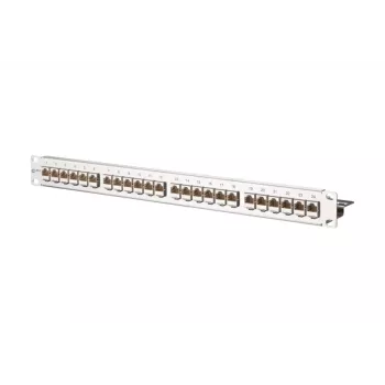 METZ CONNECT 130921-E-90 24-Port Fiber Optic Patch Panel, Stainless Steel, 1U, LC-Duplex OM4, Fully Equipped