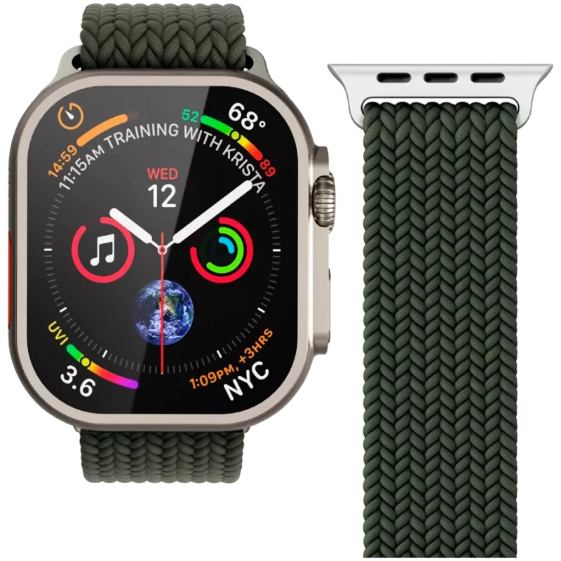 VONMÄHLEN Woven Loop for Apple Watch 44/45/46/49mm, Olive
