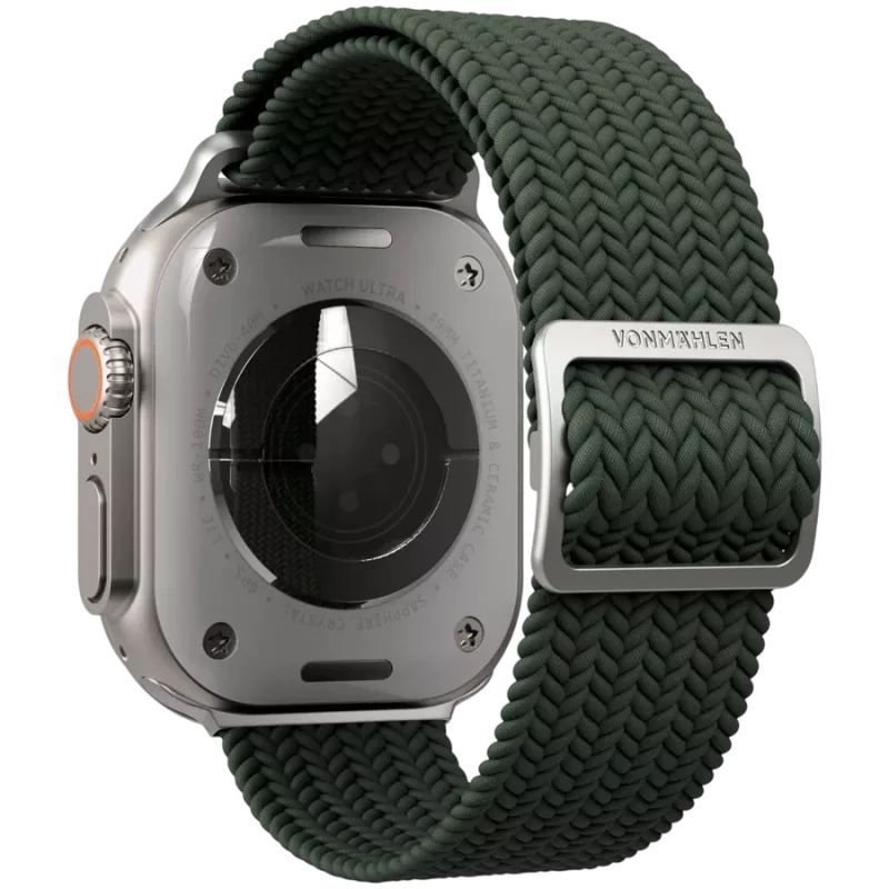 VONMÄHLEN Woven Loop for Apple Watch 44/45/46/49mm, Olive